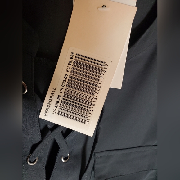 JustFab Black Lace-Up Safari Tank Sheer Sleeveless Top Size 3X NWT - Picture 10 of 10